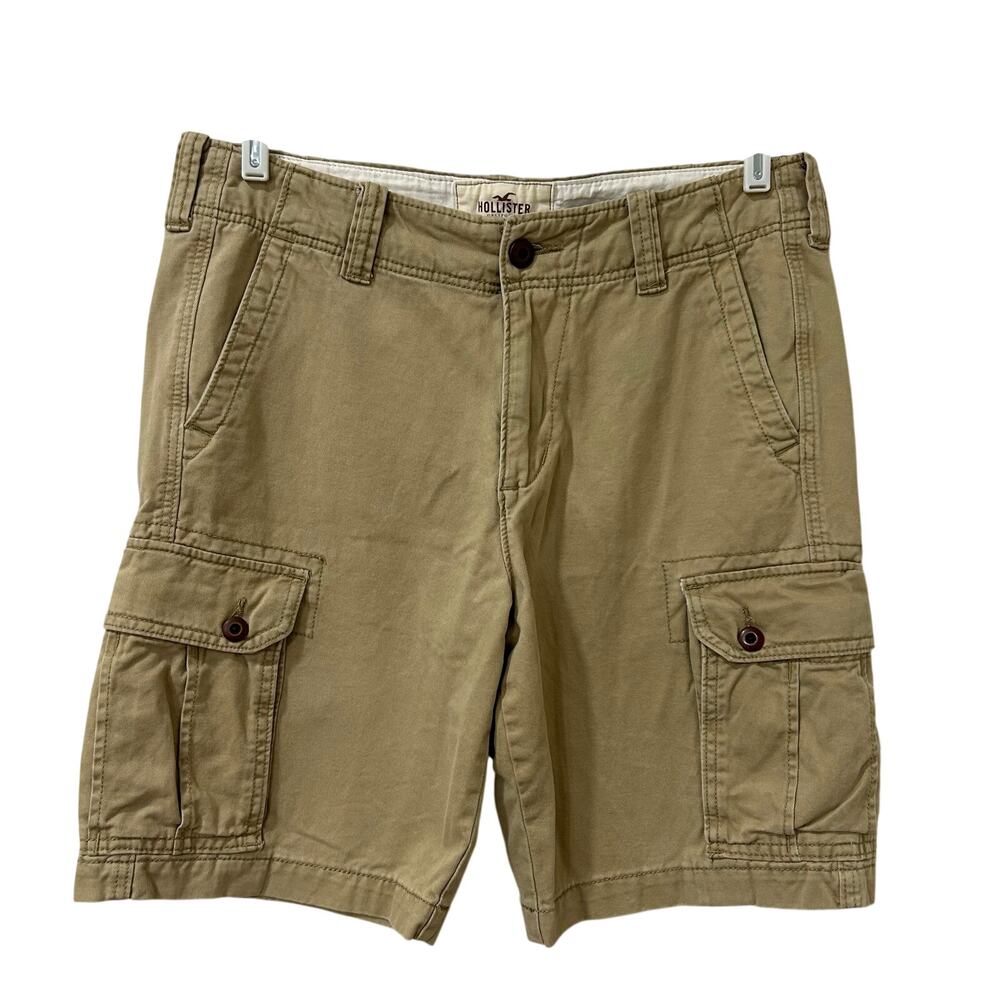 Hollister Mens Size 32 Khaki Cargo Shorts Cotton Utility Beach Outdoors Y2K